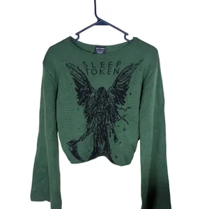 Hot Topic Sleep Token Green Cropped Knit Sweater Bell Sleeve Large thumbnail 2