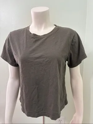 Athleta Organic Olive Green Daily Crop Short Sleeve Tee Medium thumbnail 2