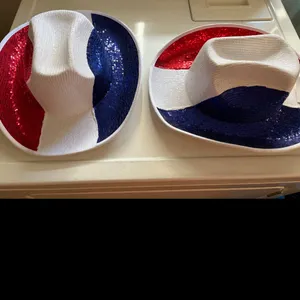 Women's Sequin Patriotic Cowboy Hat red white and blue glitz cowgirl new thumbnail 4