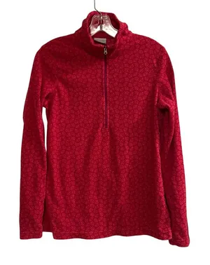 Columbia Women's‎ Pink Geometric Print Fleece 1/4 Zip Pullover Size M thumbnail 1