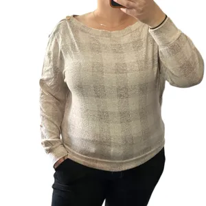 Maurices (M) Cozy Relaxed Plaid Button Long Sleeve Dolman Boat Neckline Tee thumbnail 2