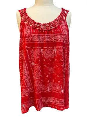 Red Sleeveless Women's Top Size XL thumbnail 1