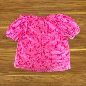 Karlie Pink Floral Cotton Puff Sleeve Blouse Small Preppy Boutique Boho Chic thumbnail 7