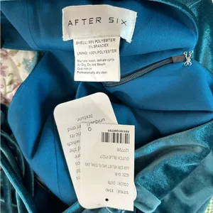 NWT After Six Lux Velvet V-Neck Maxi‎ Low V-Back Flutter Sleeves Dress 0 thumbnail 5