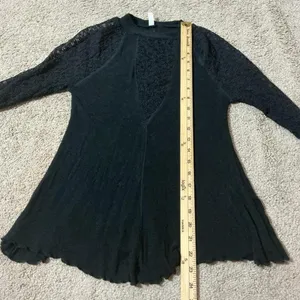Free People Black Lace‎ Illusion Long Sleeve Mesh Sheer Top XS Whimsigoth thumbnail 5