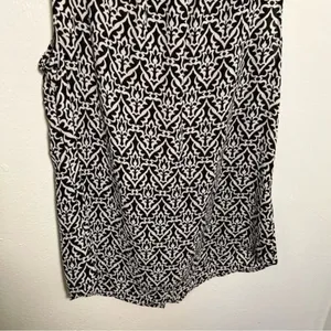 Loft Women's Sz Small Sleeveless Button Down Ruffle Blouse Black White Geometric thumbnail 11