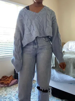 Cropped Blue Sweater Size M thumbnail 2