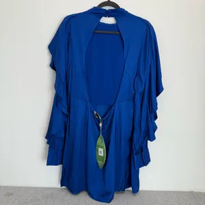 FARM RIO BRIGHT BLUE BACKLESS RUFFLED SLEEVE MINI DRESS BLUE size XL thumbnail 5