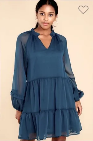 Red Dress Boutique Teal Tiered Mini Dress thumbnail 1
