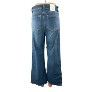NEW Zara Blue High Rise Cropped Baggy Trouser Wide Leg Denim Jeans Pants Size 6 thumbnail 2