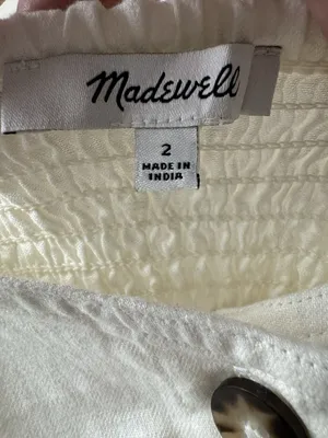 MADEWELL Linen-Cotton Puff-Sleeve Summer A-line Dress Sz 2 White Summer Retro thumbnail 9