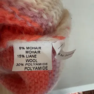 Striped Mohair Wool Blend Sweater Coral Cream‎ Oversize Coastal Airy L/XL NWT thumbnail 6