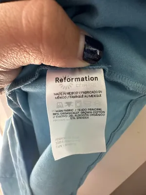Reformation Alden Blue Mock Neck Sleeveless Classic Stretchy Knit Mini Dress L thumbnail 5