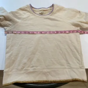 Madewell Cream Sweatshirt Small Contrast Stitch Thumbhole Pullover thumbnail 6