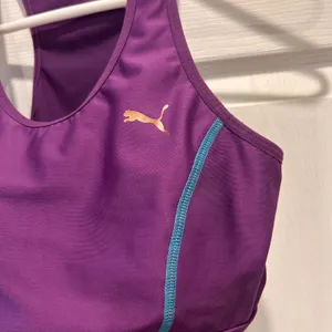 Puma Sport Lifestyle Purple Teal Racerback Sports Bra Activewear‎ Top Large thumbnail 2