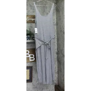 NWT And Now This Scoop Neck Side Tie Wrap Knit Midi Tank Dress Heather Gray L thumbnail 3