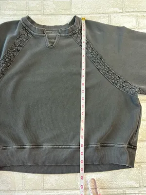aerie Charcoal Lace-Trim Crewneck Sweatshirt thumbnail 7