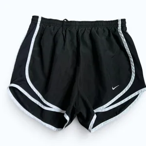 Nike Dri-FIT Running Shorts Womens S Black White Swoosh Athletic Gym thumbnail 1