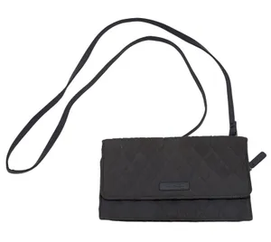 Vera Bradley‎ Gray Quilted Microfiber All in One Travel Crossbody Wallet Bag Zip thumbnail 1