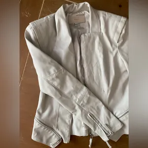 BLANK NYC leather cream motto asymetrical jacket thumbnail 5