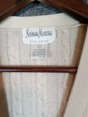Neiman Marcus Exclusive Vintage 90scashmere Cable Knit Cardigan Preppy Sz L thumbnail 3