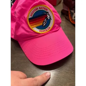 Aviator Nation Signature Venice Vintage Nylon Trucker Hat pink thumbnail 2