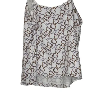 Ann Taylor Tank Top Size Medium White‎ With Pink Brown Interlocked Hearts Lined thumbnail 8