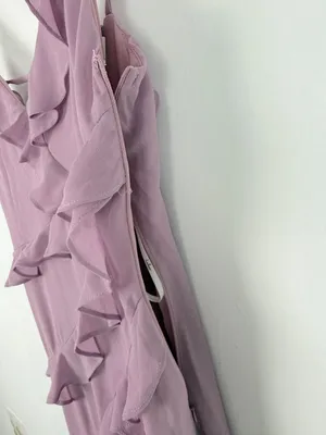 NWT Lulus Fancy Sweetness Lavender Ruffled Lace-Up Sleeveless Maxi Dress XXS thumbnail 9