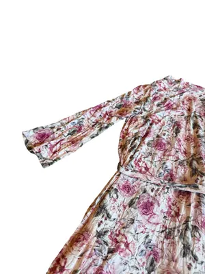 Posh Peanut Rose Print Robe Bumblebee Tie Waist Stretch Maternity Nursing Large thumbnail 10