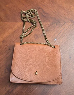 MADEWELL The Leather Collar Stud mini crossbody bag English Saddle EUC thumbnail 1