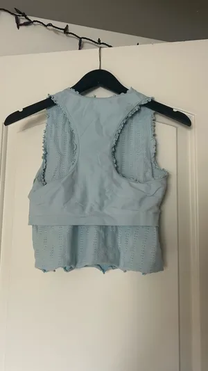 Target Light Blue Eyelet workout top thumbnail 4
