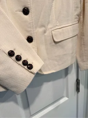 NWT L.L.Bean Size 16 Cream Corduroy Blazer Jacket Cotton Floral Lined Button thumbnail 7