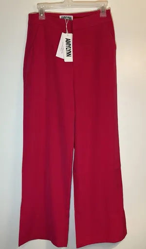 AmyLynn Alice High Waist Straight Wide Leg Pant Trouser Size L Pink NEW W/Tags‎ thumbnail 1