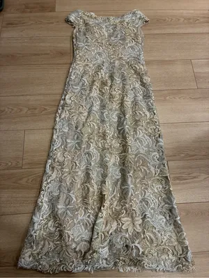 Tadashi Shoji Women’s Lace Off the Shoulder Maxi Formal Dress Metallic Size S thumbnail 8