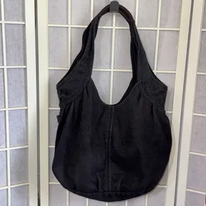 Vintage 2000s Y2K American Eagle Black Gray Canvas Boho Hobo Shoulder Bag Purse thumbnail 2