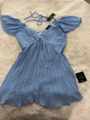Lulu's Pale Blue Tie-Strap Dress thumbnail 1