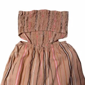 Aerie Strapless Wide Leg Striped Linen Blend Jumpsuit Womens M thumbnail 6