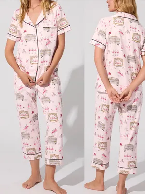 BedHead Swan Lake Short Sleeve Classic Stretch Jersey Cropped Pajama Set Ballet thumbnail 3