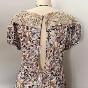 Free People Margot Ivory Printed Mini Dress with Lace Trim Size Extra Small $168 thumbnail 10