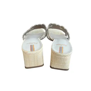 Sam Edelman Womens Crystal Embellished Raffia Block Heel Slide Sandals Beige 7 thumbnail 7