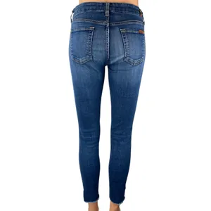7 for All Mankind Blair Women's Blue Frayed Mid Rise Skinny Denim Jeans Pants S thumbnail 2