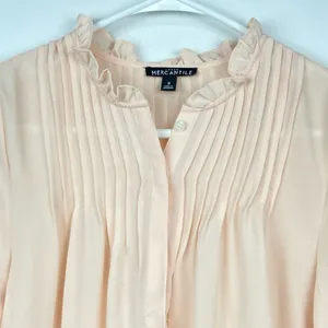 J. CREW High Neck Long Sleeve Pintuck Blouse in Pale Bluff Size 2 thumbnail 4