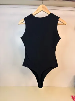 NWT Quince organic cotton bodysuit Black Sleeveless One-Piece Bodysuit Sz small thumbnail 3