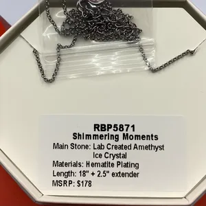 Bomb Party Necklace RBP5871 “Shimmering Moments” LC Ice Crystal on Hematite NWT thumbnail 3