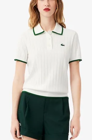 Lacoste White Polo Short Sleeved Polo Collar Golf Sweater 38 thumbnail 1