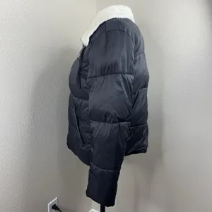Levis Nylon Puffer Jacket Sherpa Black Sz L Women’s Zipper Coat thumbnail 5