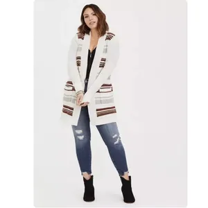 Torrid Ivory Colorful Stripes Shawl Knit Open Front Cardigan‎ Sweater Size 2X thumbnail 2