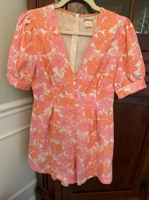 ASOS Glamorous puff sleeve romper in 60s retro floral size 8 thumbnail 4