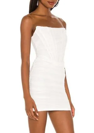 NWT superdown Sonya Bustier Mesh Mini Dress in White thumbnail 1