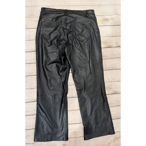Zara black faux vegan leather mini flare pants NWT Size 8 thumbnail 3